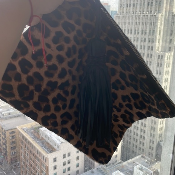 SIMONE CAMILLE Leopard real animal fur Leather Tassel clutch - Picture 8 of 9
